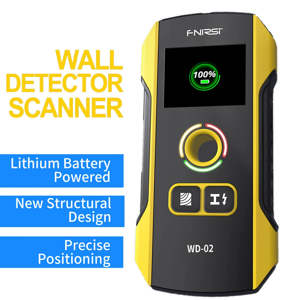 

FNIRSI WD-02 Multifunctional Wall Scanner Wall Metal Detector with Positioning Hole AC Live Cable Rebar Wooden Beams Metal Pipes