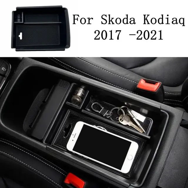 Schowek na podłokietnik centralny do Skody Kodiaq 2017-2021 Konsola Taca na rękawiczki Pojemnik Stylizacja samochodu Akcesoria samochodowe