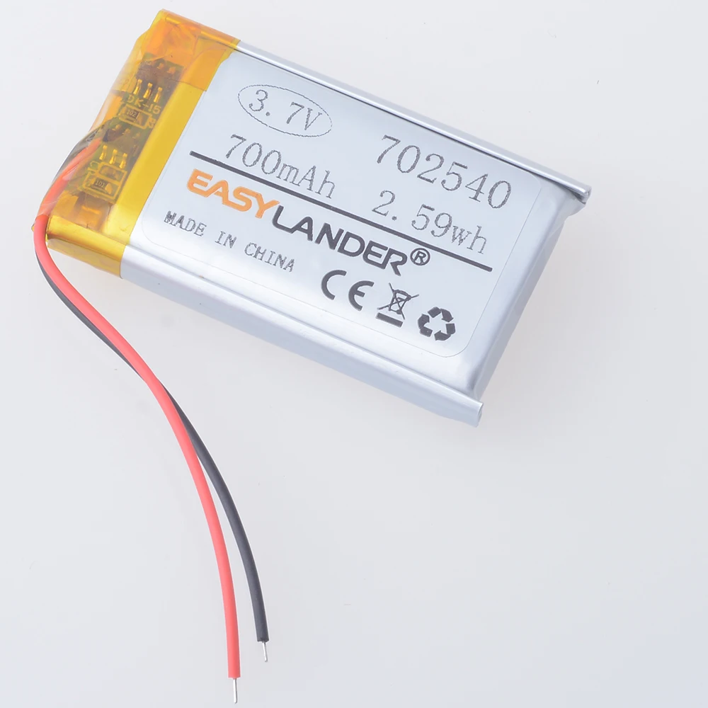 Lipo 충전식 배터리 702540, Mp3 GPS 녹음 펜, 블루투스 스피커 시뮬레이션 로봇 스캐너, 3.7V, 700mAh, 5 개/로트