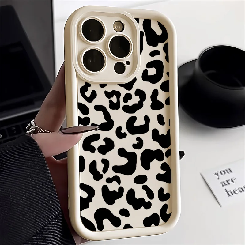 Leopard Print Silicone Phone Case For iPhone 15 12 13 11 14 Pro Max XR XS X 7 8 Plus SE 2022 Soft Shockproof Bumper Cover Fundas