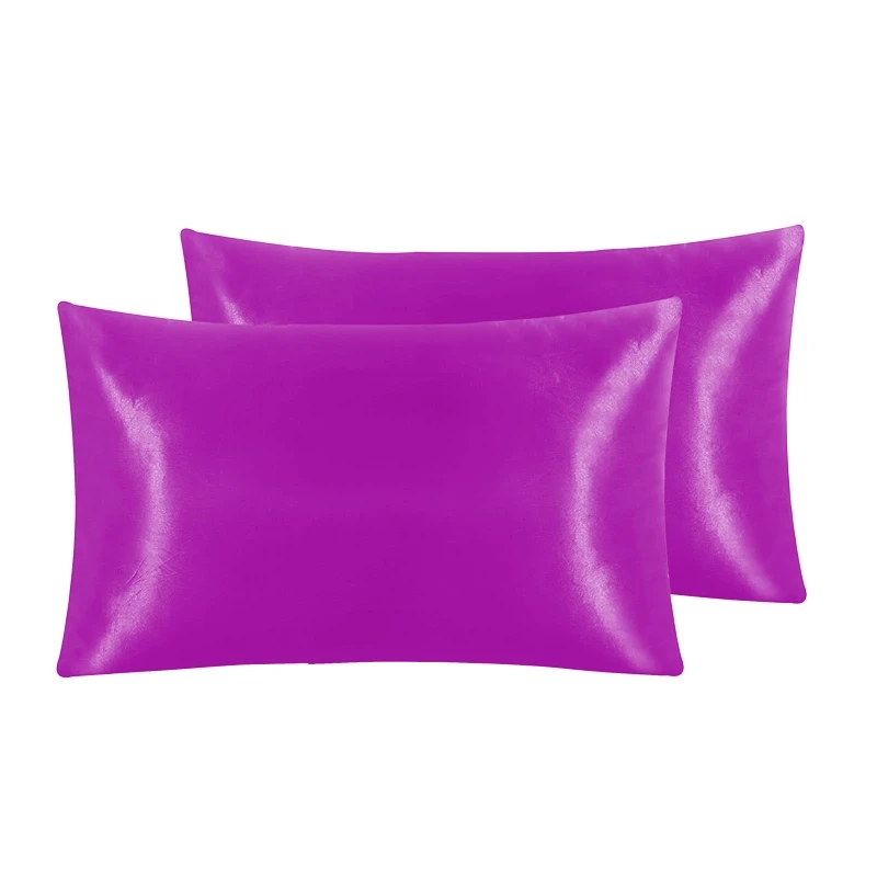 2Pcs Imitation Silk Pillow for Case Solid Color Smooth Envelope Cushion Co TOP quality