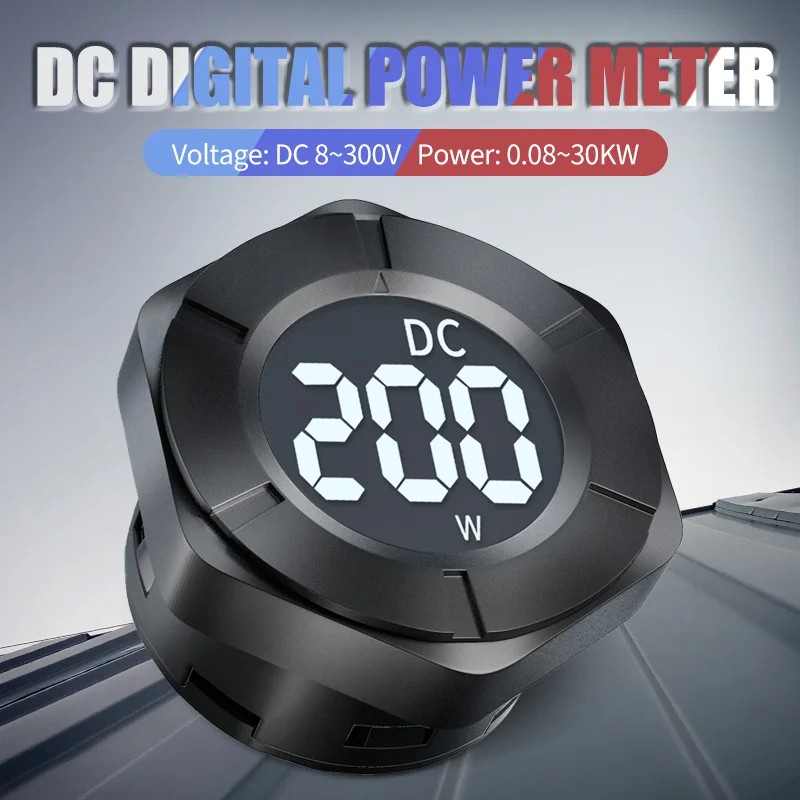 New Version PZEM-019W DC 10A 3000W Round LCD Display Digital Power Panel Intelligent Electronic Wattmeter Large Range 0-300V