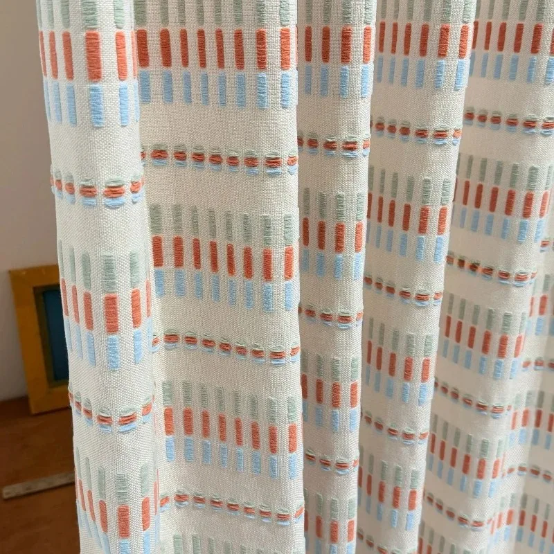 High End Customized Color Splicing Curtains for Living Room Bedroom Balcony French Window Partition Curtain Customized Finished