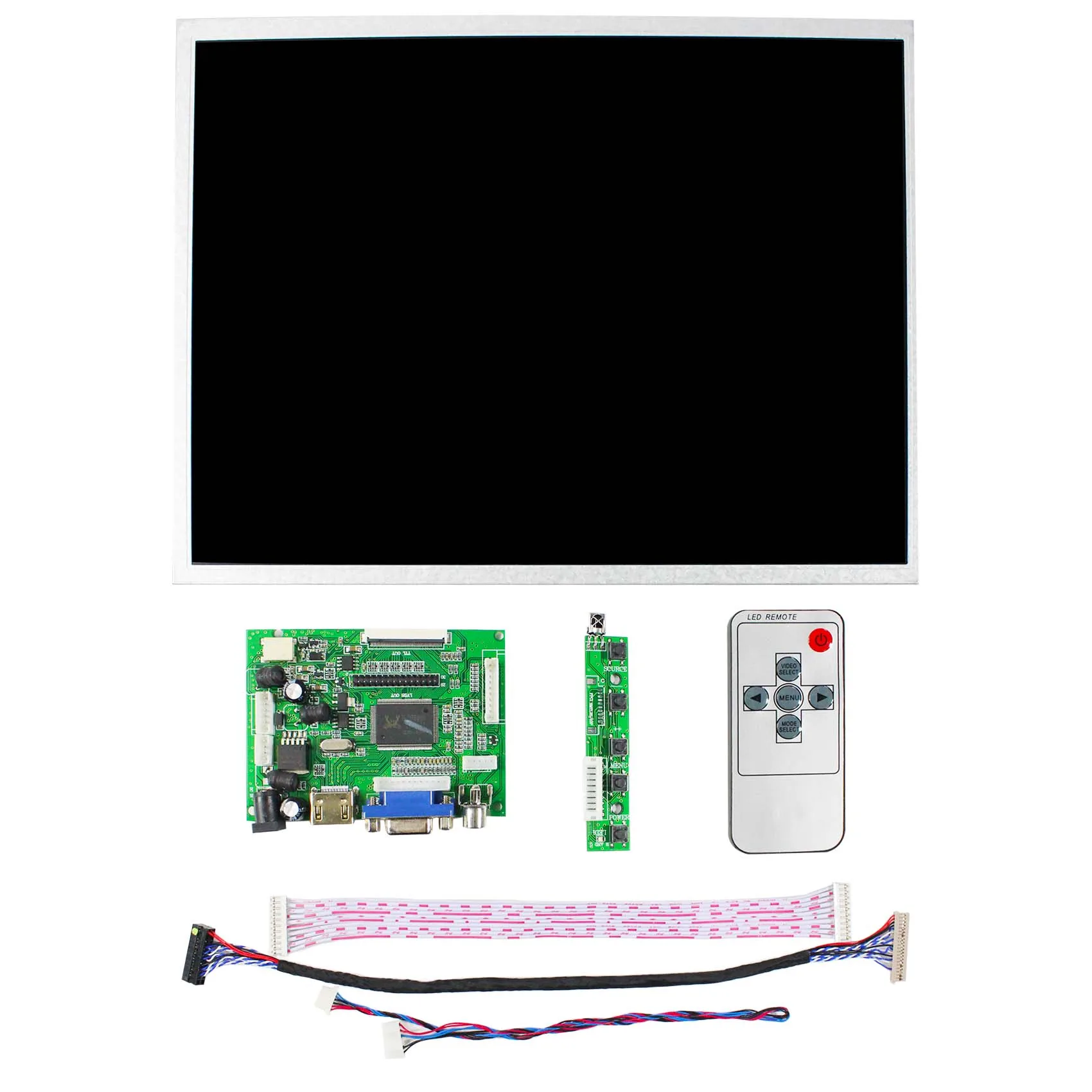 HDM I VGA 2AV LCD Controller Board with 12.1inch AC121SA01 LVDS LCD Panel Remote