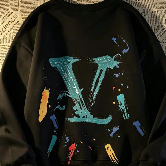 Autumn Winter Streetwear Sweatshirt Men Women Graffiti Paint Splash Graphic Crew Neck Loose Long Sleeve Pullover Casual Tops