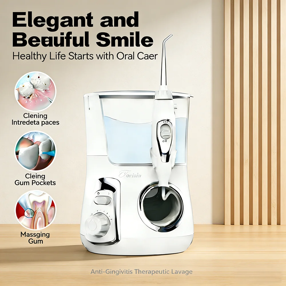 800ML Electric Oral Care System Water Flosser 10 Modes 5 Jet Nozzles Desktop Dental Irrigator for Home Use