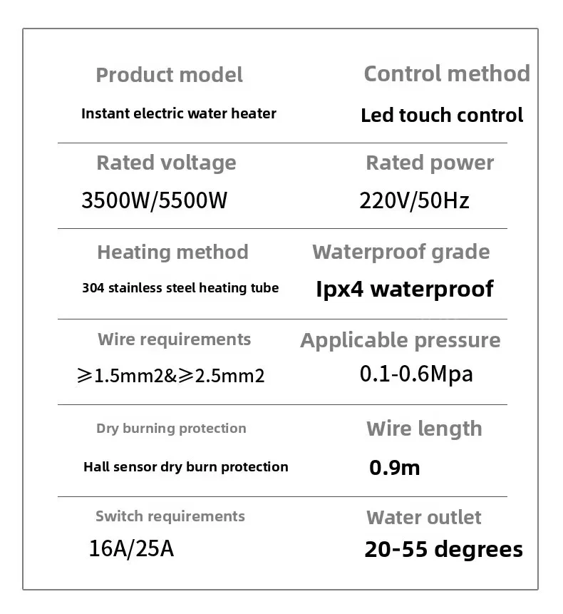 Instant Water Heater 220V Portable Electric Heaters for Bathroom Hot Water Shower and Home Kitchen Heating