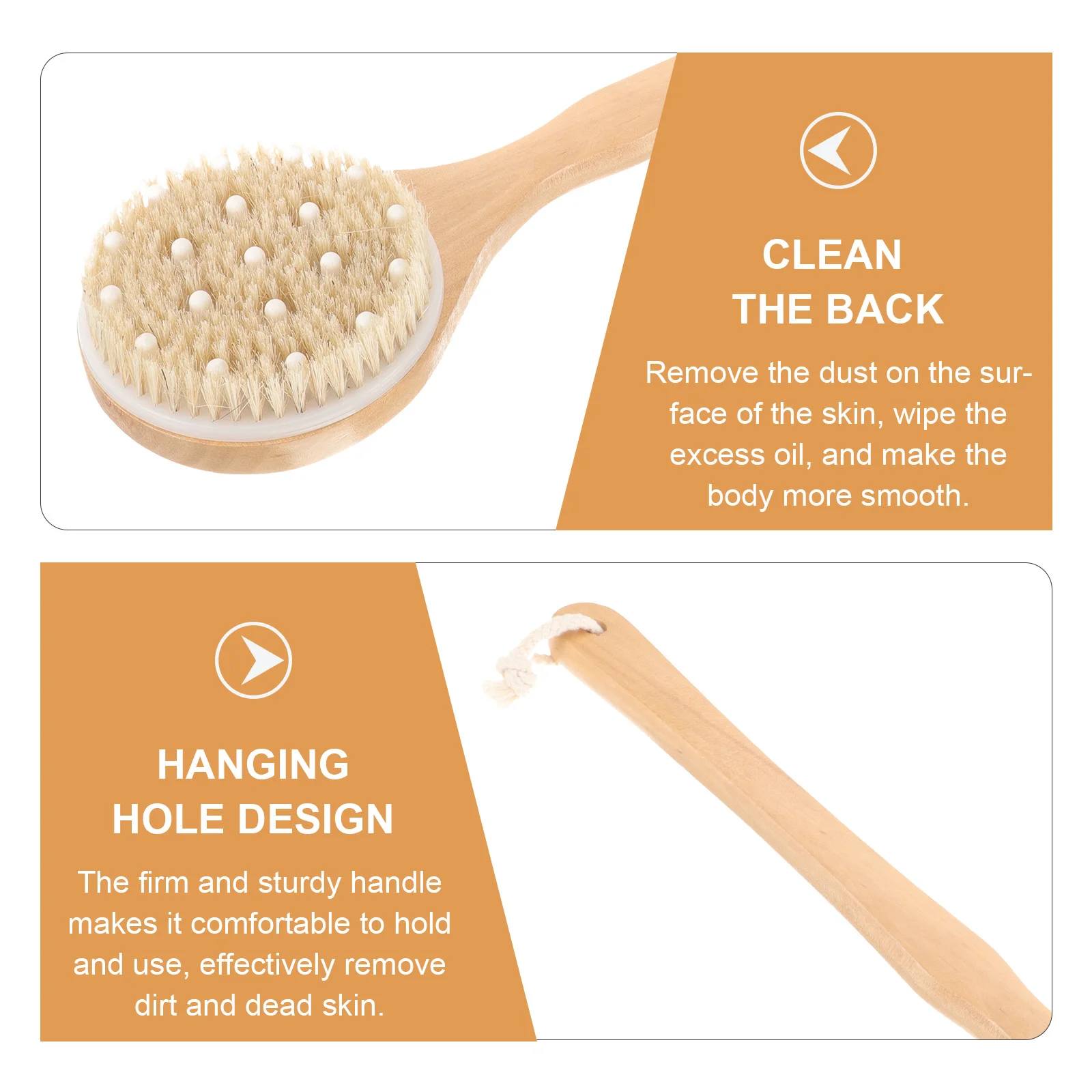 

Long Handle Bathing Brush For Back Scrub Body Exfoliator Dry Brushing Tool Shower Bath Accessory Lightweight Portable