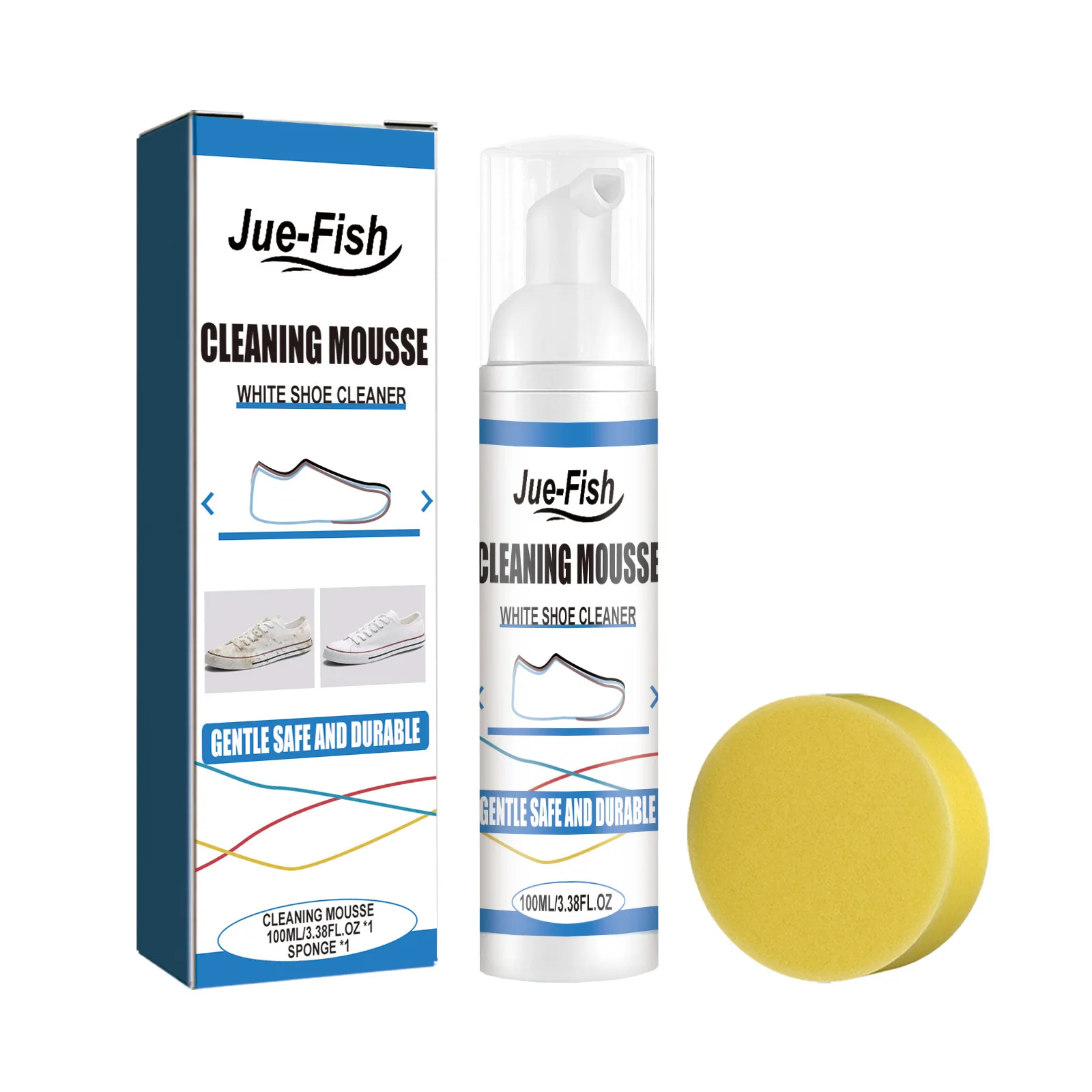 100ml White Shoes Whitening Foam Cleaner - Yellow Stain & Dirt Remover, Cleansing Solution for Sneakers, Boots & White Footwear