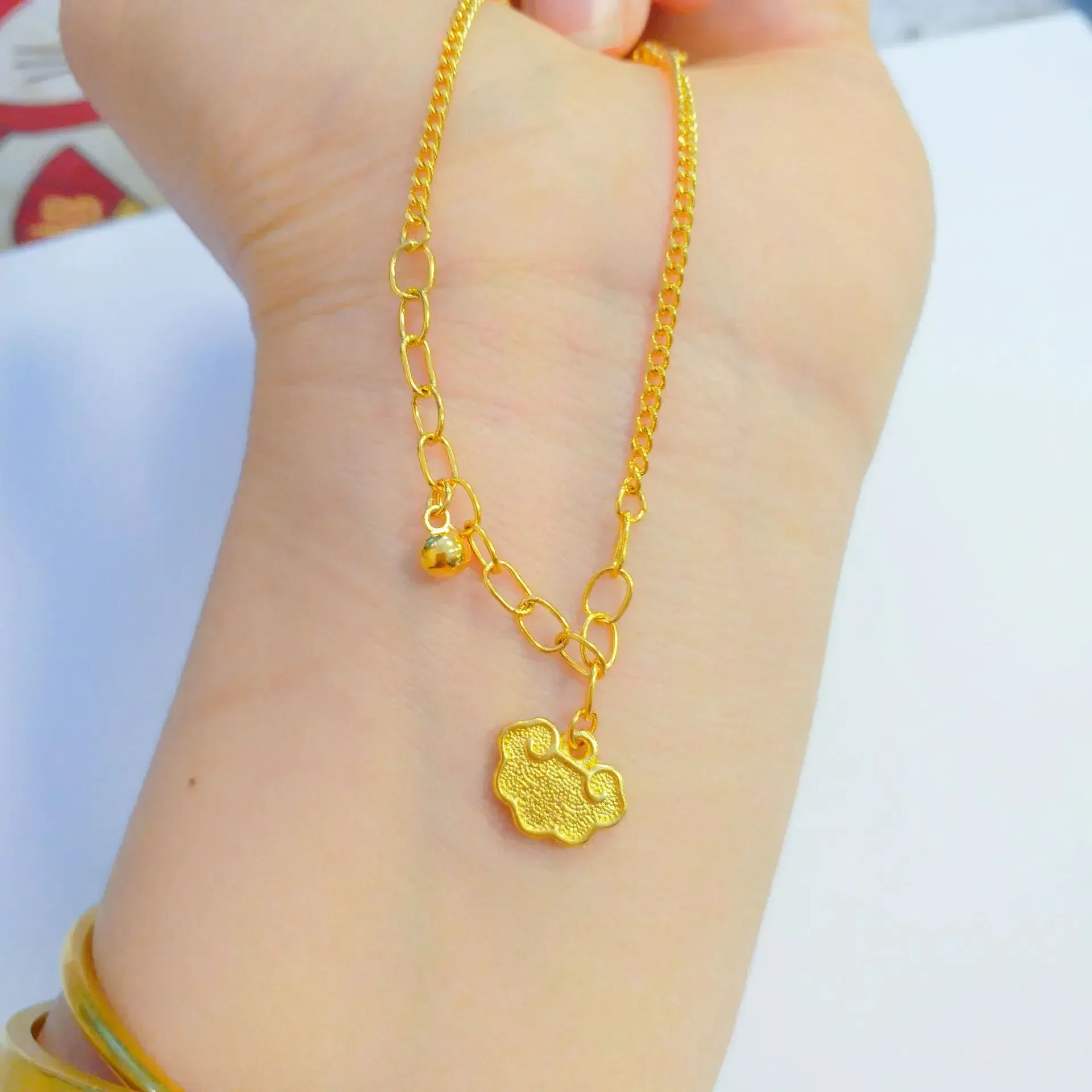 9999 real gold 24K Ruyi Bracelet Women's Chinese Style Elegant Bracelet