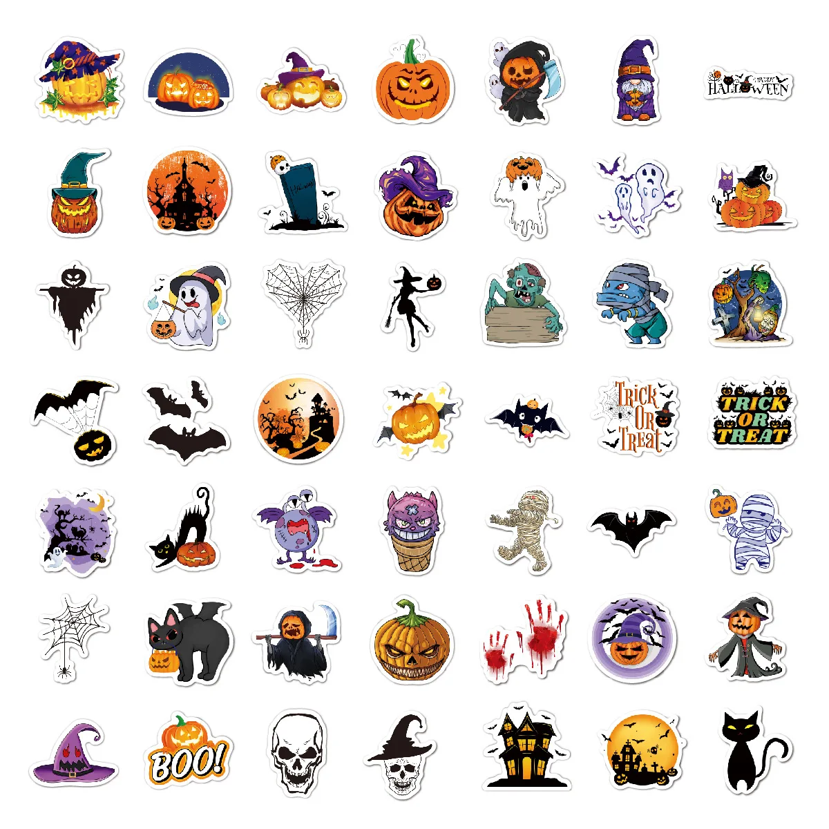 2026 Laser Holographic Halloween Stickers Waterproof Vinyl for Suitcase Water Bottle Halloween Party Favor