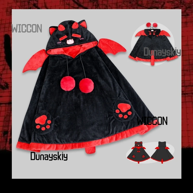 

Devil Cat's ears Steamed cat-ear shaped bread furry fursuit jirai kei anime cosplay costumes Japanese hooded cape Halloween cos