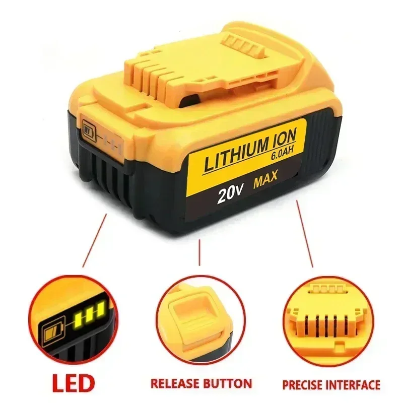 20V Battery Compatible for DeWalt 18V 6.0Ah power Tools DCB184 DCB181 DCB182 rechargeable electric tool Lithium batteries