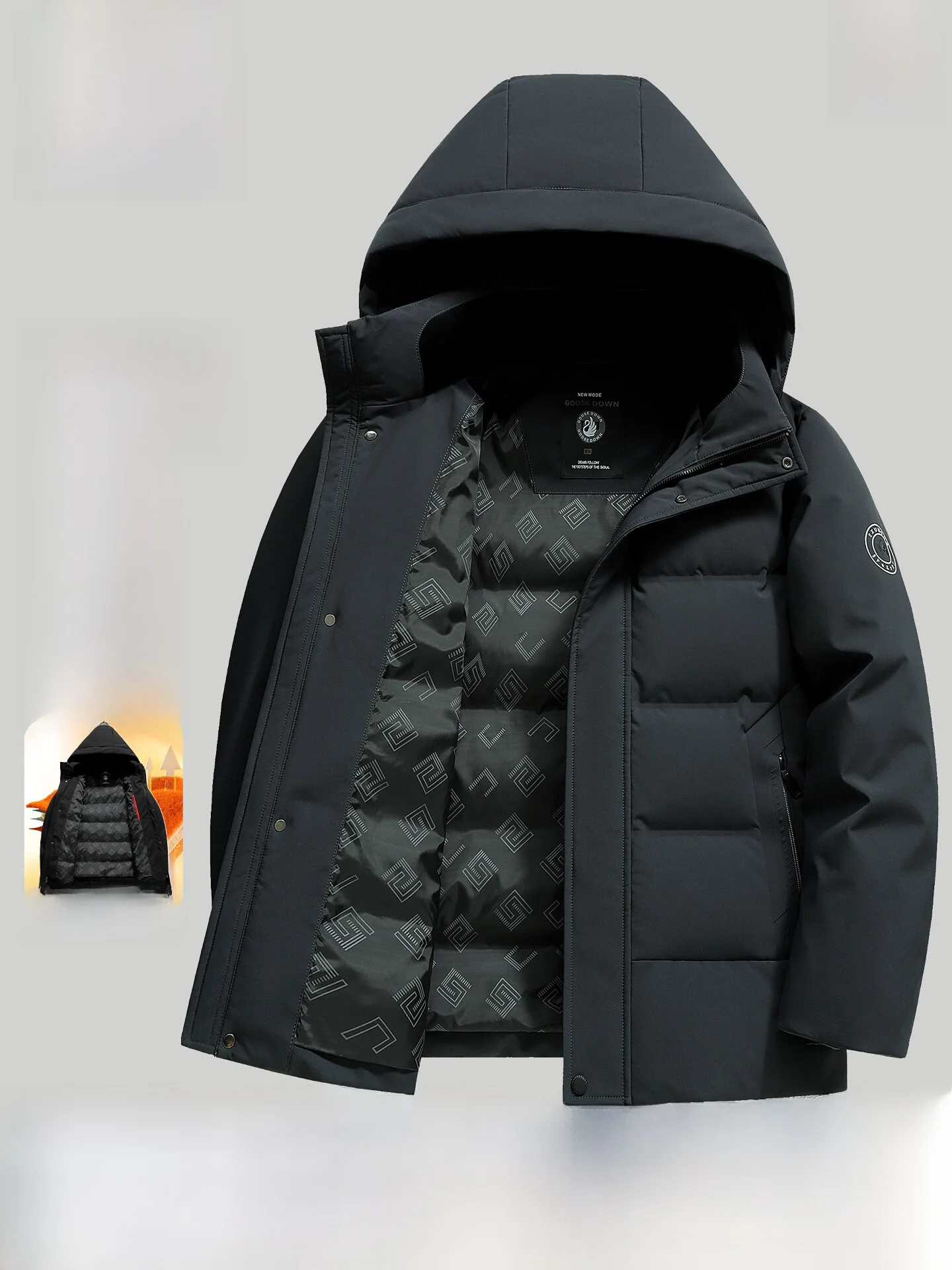 

Мужская пуховая куртка Pierre Cardin с капюшоном, утепленная, теплая, из гусиного пуха, осенне-зимняя, повседневная, деловая верхняя одежда из полиэфирного волокна