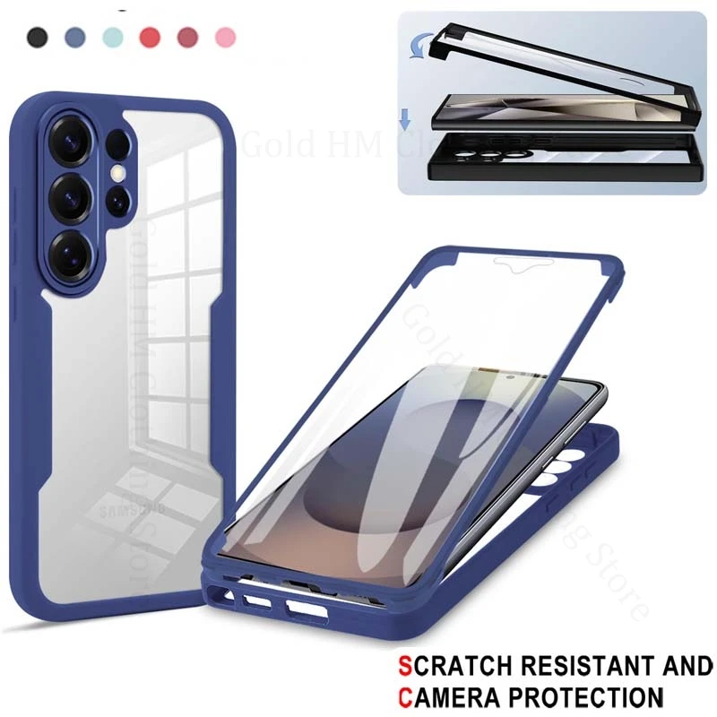 

2 in 1 Hybrid Screen Soft Silicone Phone Case For Samsung S26 Ultra S25 Edge S24 S23 Plus 360° Full Protection Transparent Cover