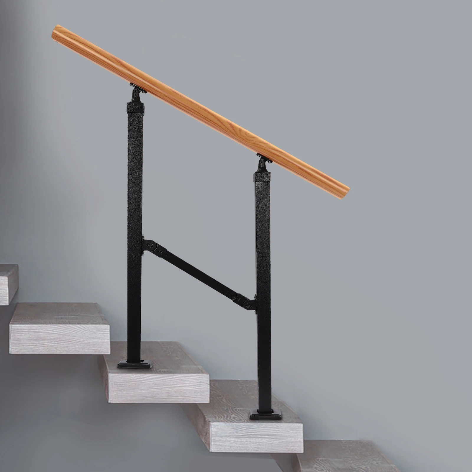 درابزين أمان بخطوتين لكبار السن والمعاقين، زاوية قابلة للتعديل بوزن 600 رطل ودرابزين سلالم بارتفاع للسلالم الخارجية