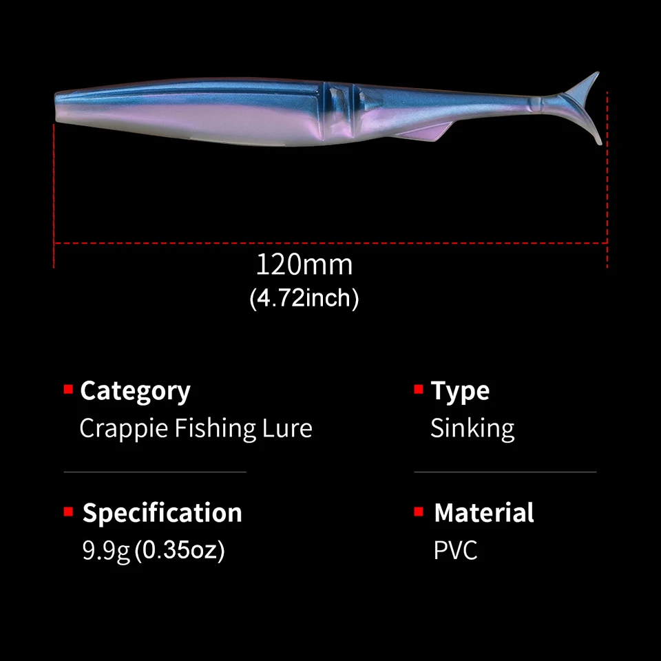 Walk Fish Swimbait vinilo 12cm cola en T segmentado holográfico - imagen 2