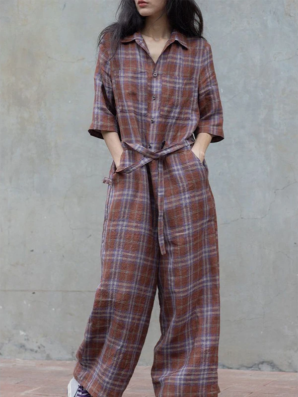 Nouvelle combinaison ample à jambes larges pour femmes, en lin fin, tendance vintage, style décontracté, pour le travail