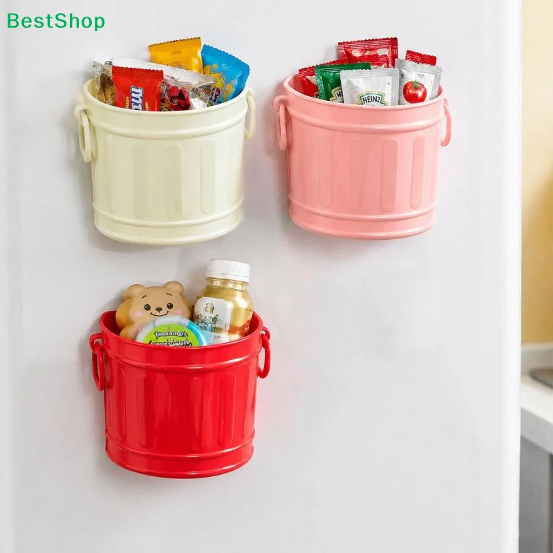 Magnetic Fridge Storage Basket Wall Hanging Organizer Bin Cosmetic Brush Storage Stationary Organizer For Small Utensil Storage