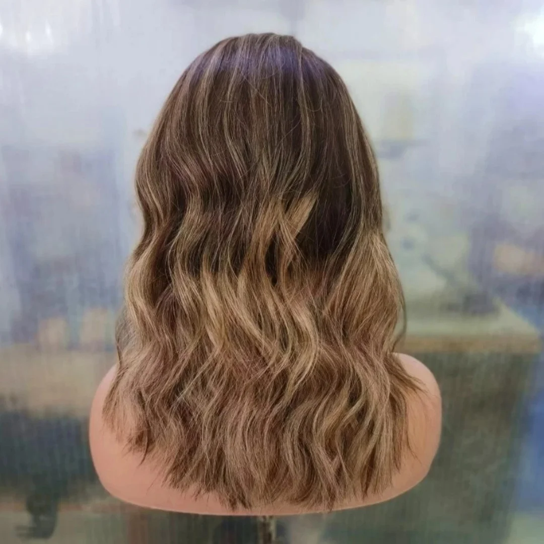 

Синтетический парик спереди, свободный волнистый парик, омбре, медово-коричневый, модные парики на распродаже, парики высокой плотности с челкой