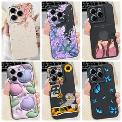 For Infinix Note 40x 5G Back Cover On Note 40x Infinix X6838 Coque Flower Butterfly Women Fashion Phone Case Liquid Silicone