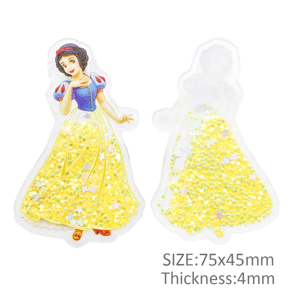 Disney Princess Sleeping Beauty Quicksand Acrylic Planar Resin Craft Cabochon Scrapbook DIY Hair Bow Bag Material Acrylic