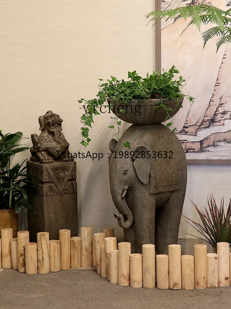 AB  Elephant Flower Pot Succulent Animal Garden Layout Outdoor Courtyard Large Landscape Elephant Floor Ornaments Decoration