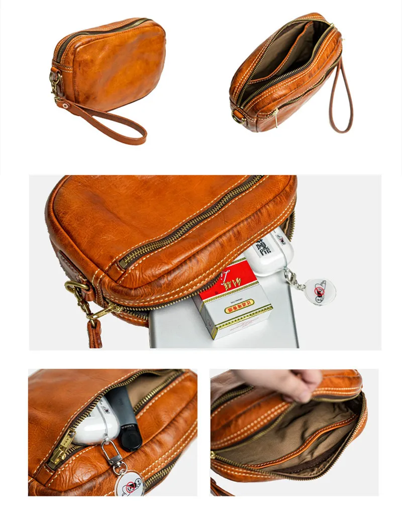 Simple luxury genuine leather men's crossbody bag outdoor daily fashion designer's top quality real cowhide teens shoulder bag