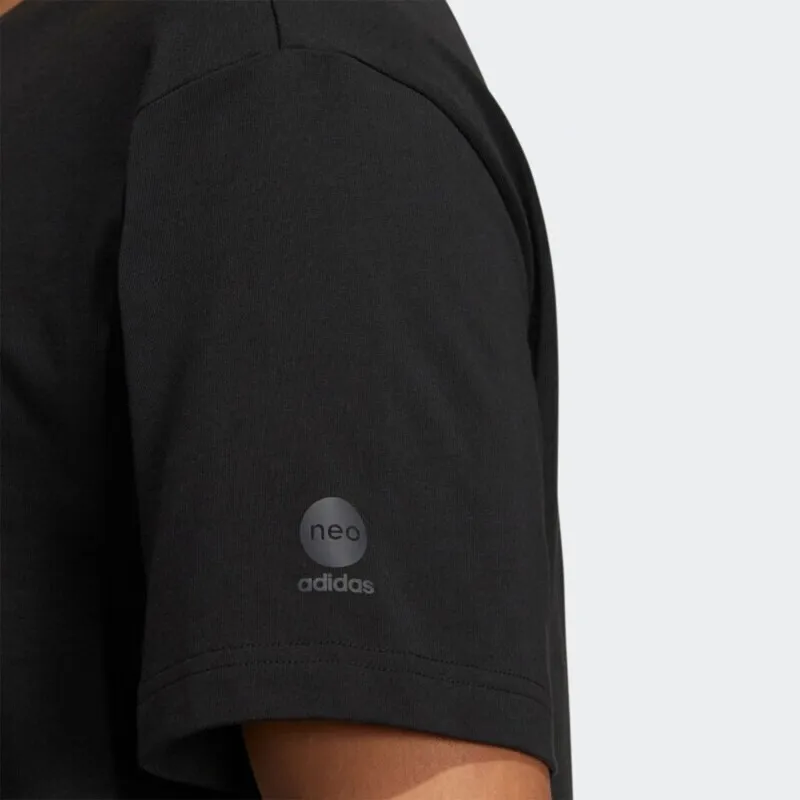 Adidas neo Black Trendy Short - sleeve T - shirt, with a Colorful Summer - themed Print