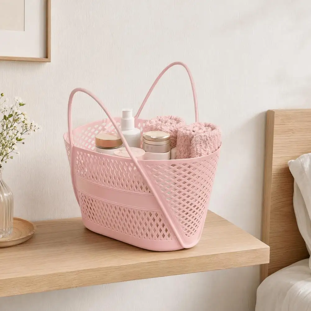 

Durable Bath Storage Container with Reinforced Soft Handle, Portable Bath Basket for Bathroom Kitchen Balcony Organizer