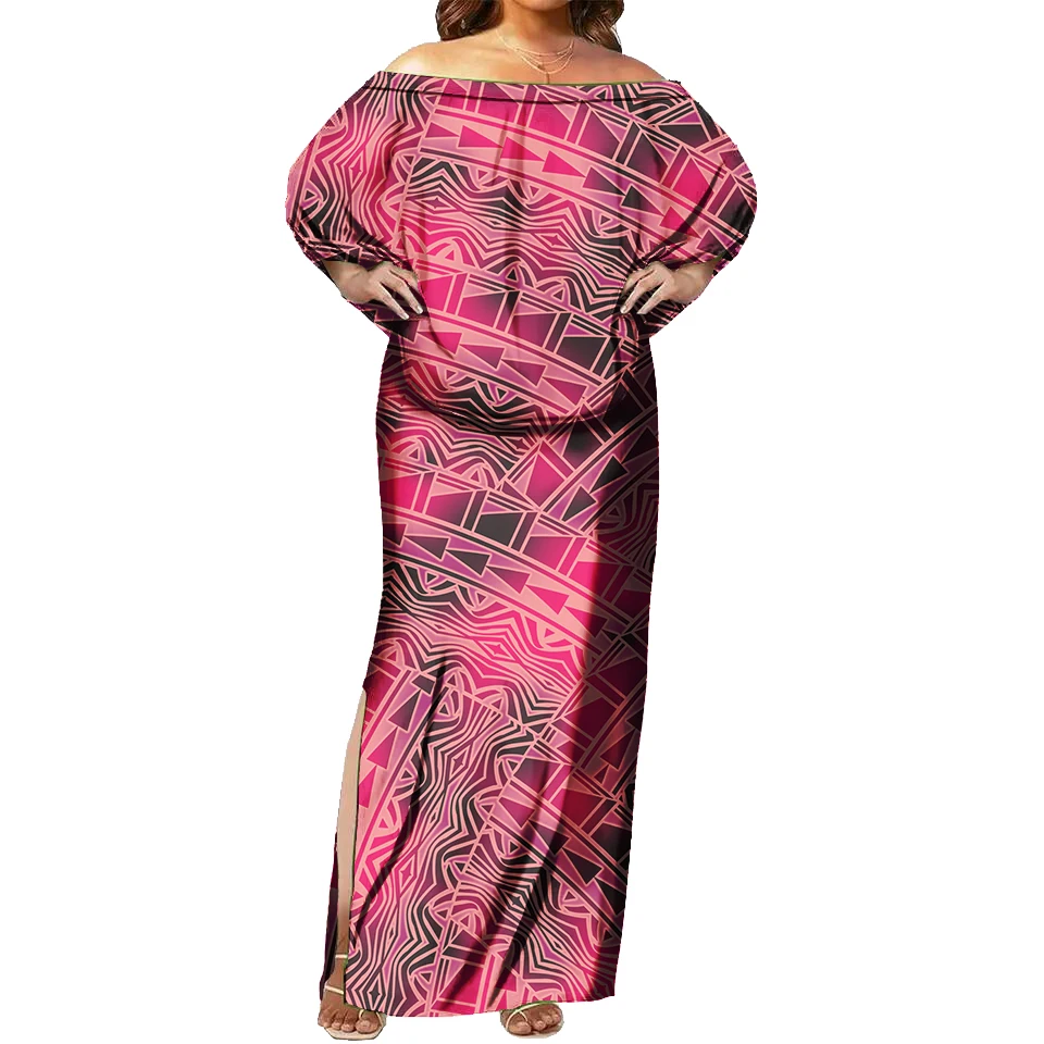 فستان FashionTapa القبلي المثير بدون أكتاف بدون أكمام بطبعة زهور استوائية بولينيزية
