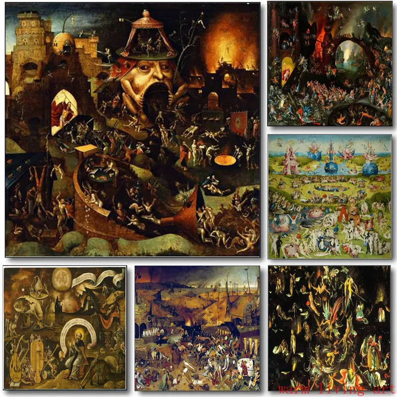 Bosch Hieronymus The Garden of Earthly Delight Poster, Classical Famous Painting Prints Wall Art Canvas Painting Home Decor