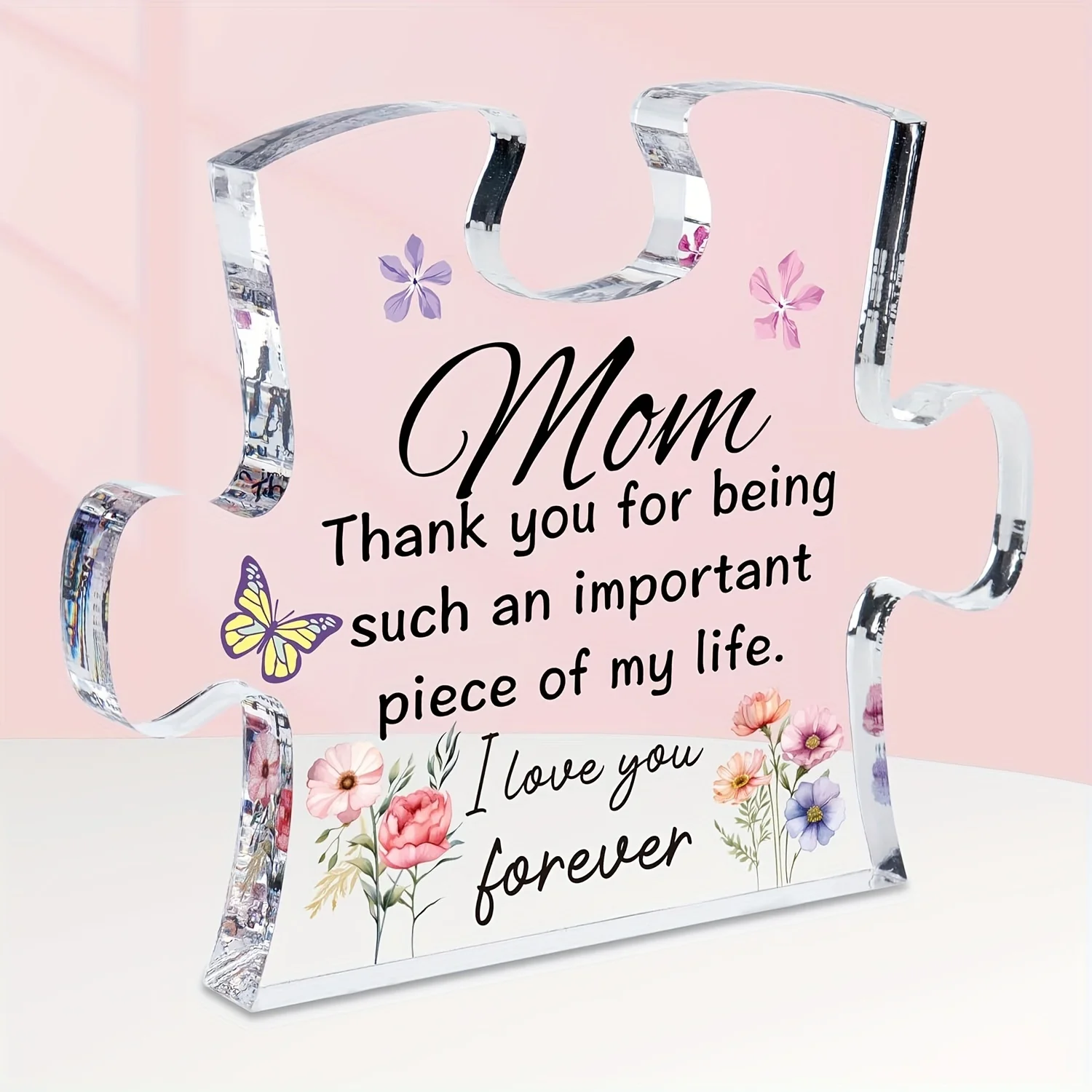 1pc,Gifts for Mom Puzzle Acrylic Plaque Ornaments Mom Gifts from Daughter Son Kids Mother Presents Christmas Birthday Gifts for