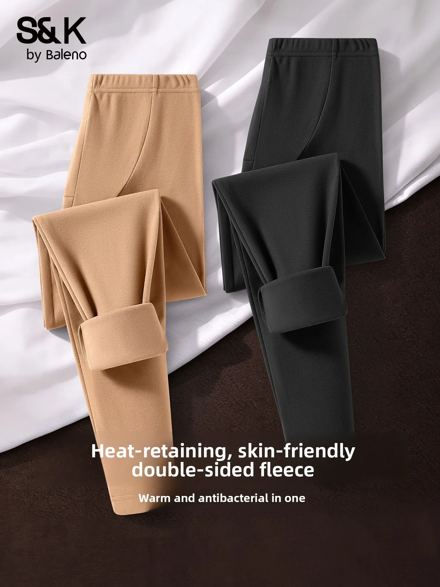 Double-Sided Fleece Men's Winter Pants Warm Fleece-Lined Trousers 2-Piece Set Comfortable Mid-Waist Loose Fit Daily Wear
