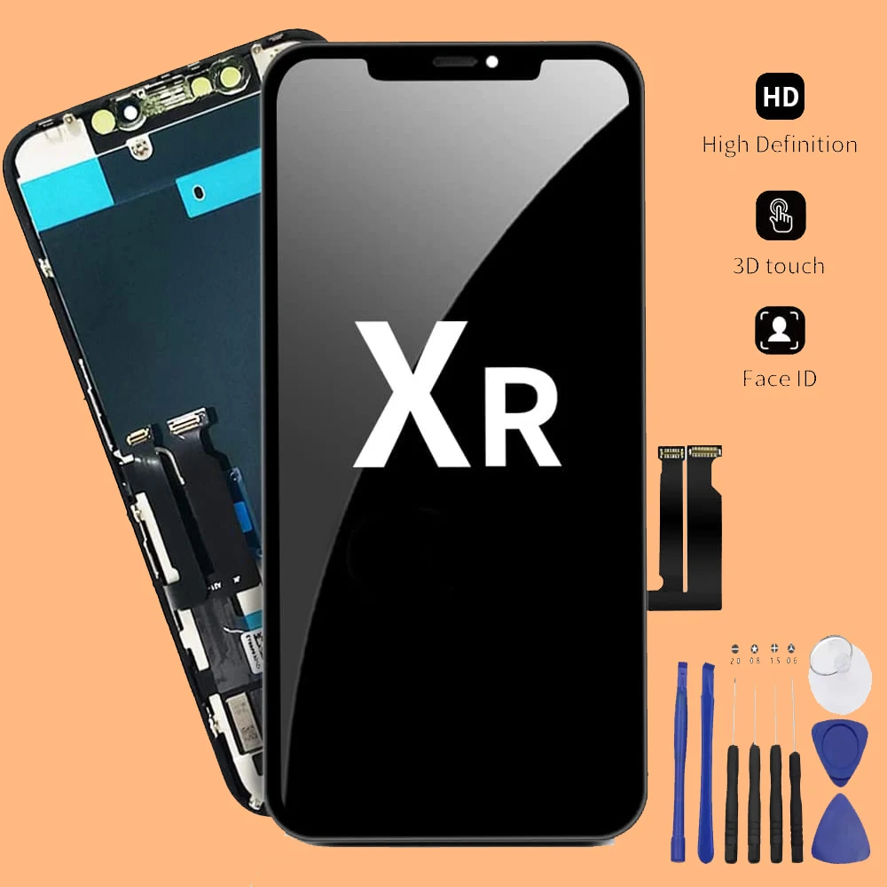 AAA+++ 3D Touch OEM LCD Display For iPhone XR LCD Display For iPhone XR LCD Display Screen Touch Digitizer Assembly With Tools for iphone 15 pro max r just metal silicone tempered glass life waterproof phone case with holder