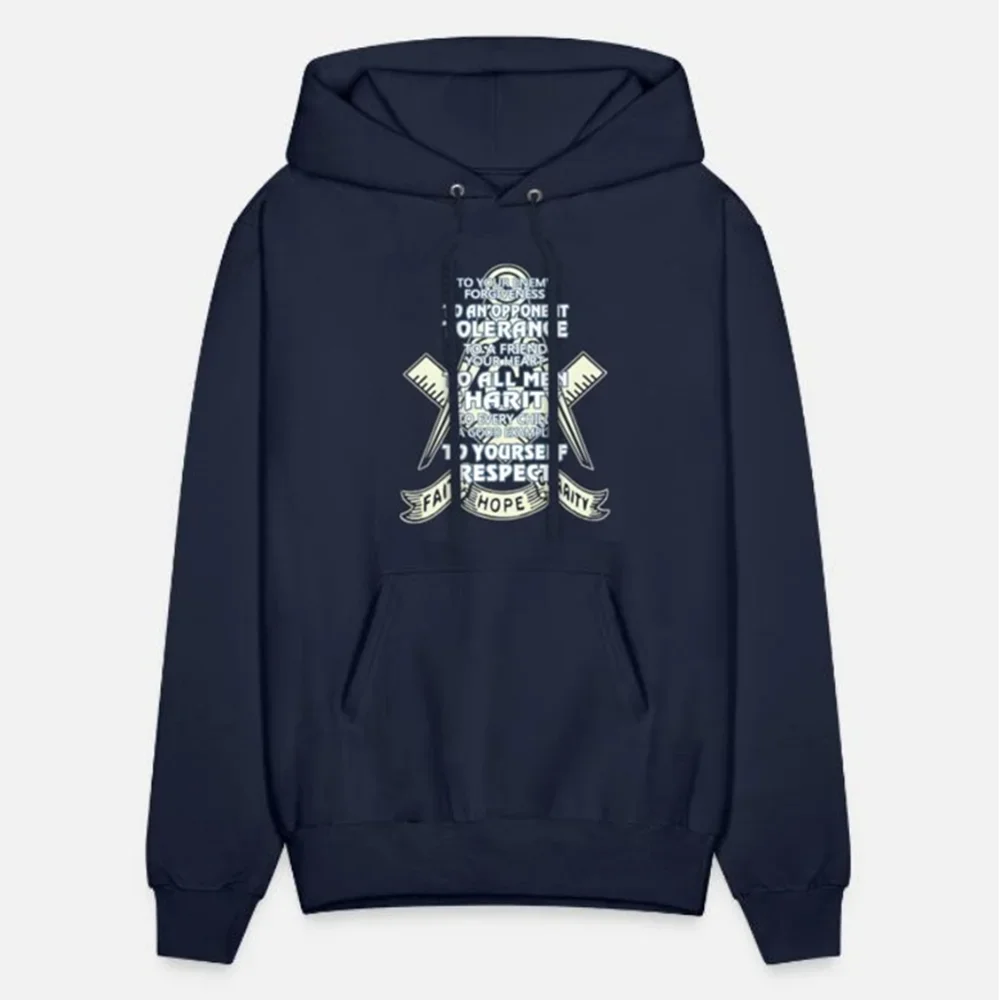 Faith Hope Charity Freemason Quote Masonic Symbol Pullover Hoodie Comfortable Cotton Casual Mens Sweatshirt Streetwear