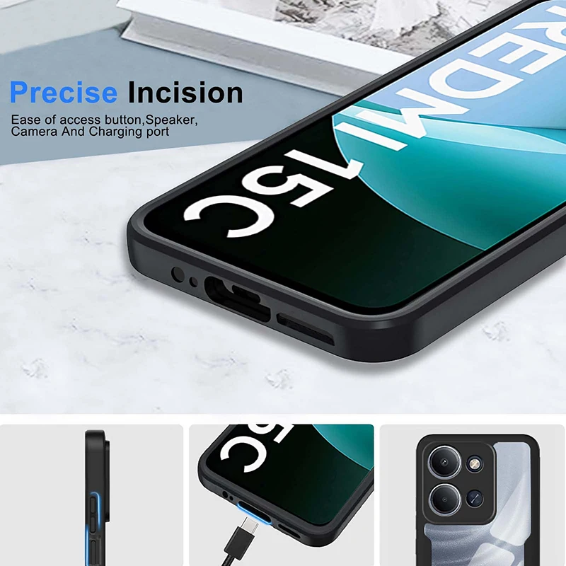 360-Grad-Ganzkörper-stoßfeste Handyhülle für Xiaomi Redmi 15C 14C 13C 12C 10C 9C 8A Dual Layer PC Hard Hybird Clear Cover Coque – Detail 3