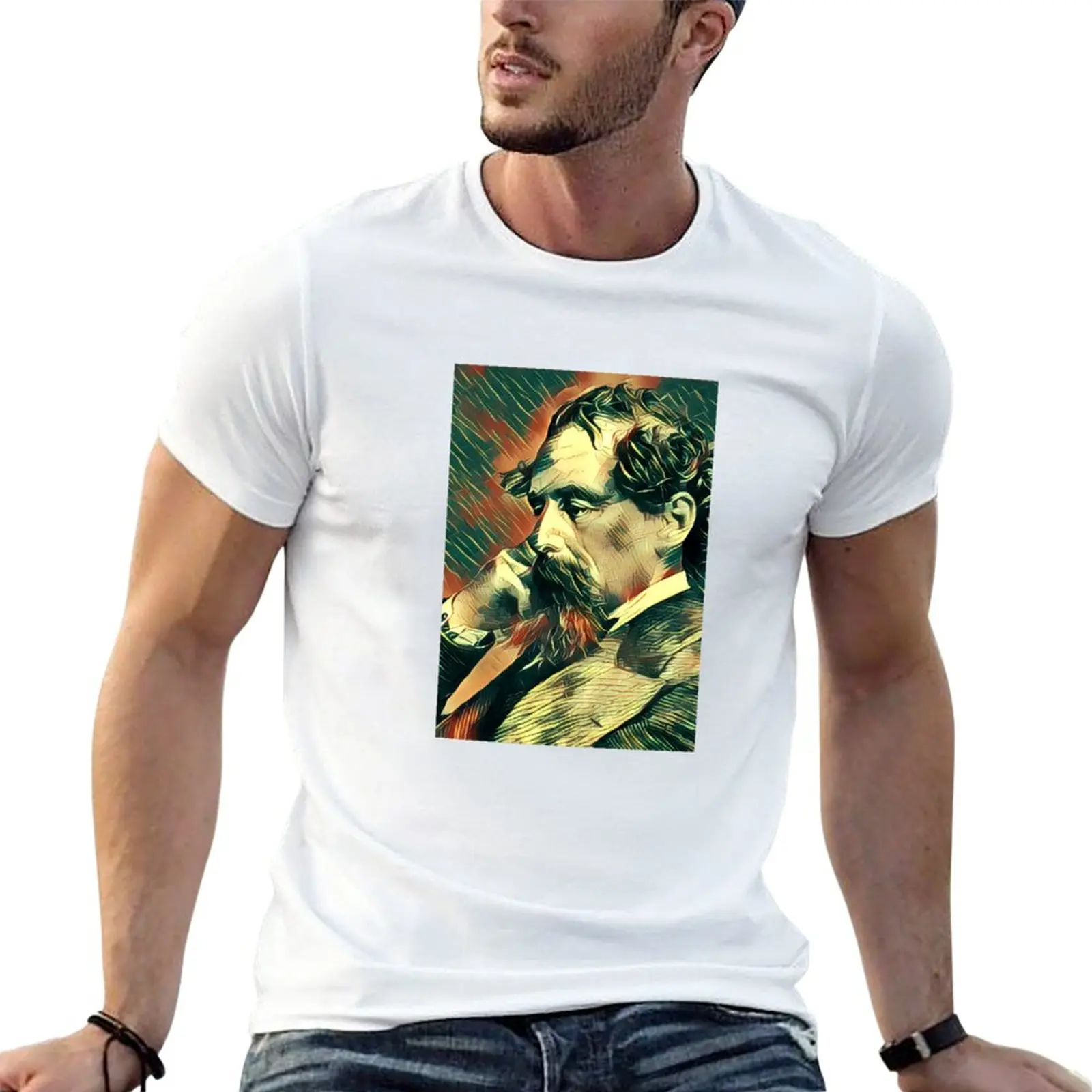 

New Charles Dickens Artwork T-Shirt t shirt man Anime t-shirt Short sleeve tee men