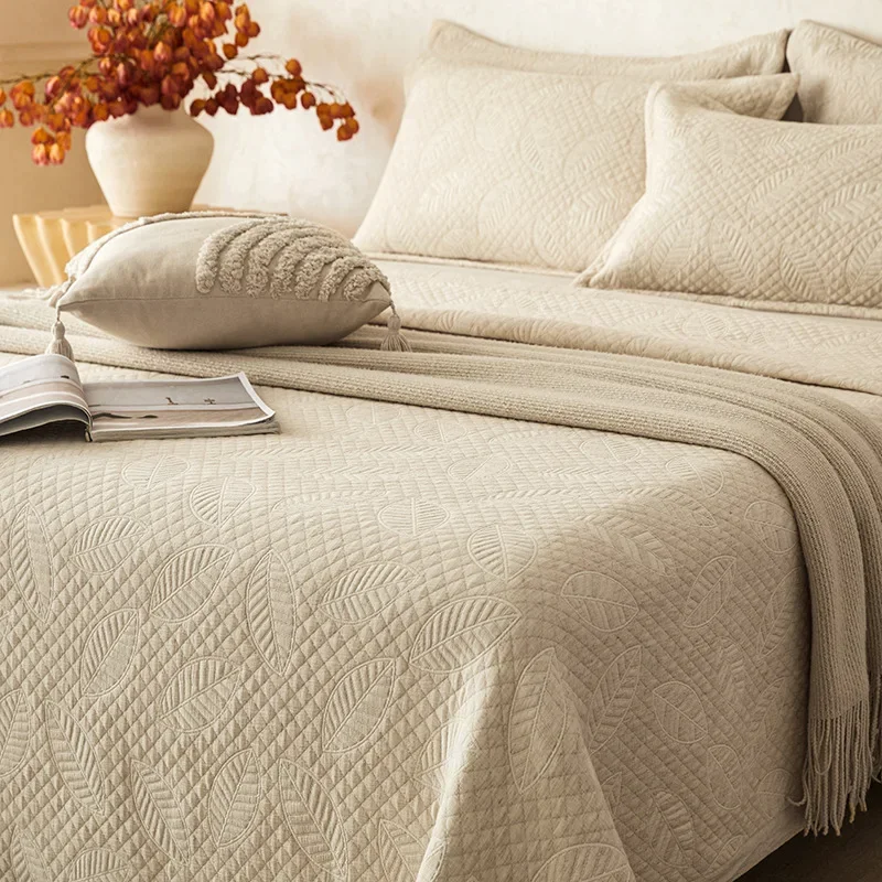 Luxury 3-Piece Quilted Bedspread Set, A Grade Cotton Linen Gauze Coverlet, Use as Bed Cover or Blanket for All-Season Home Decor