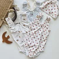 deer jonmi 2026 New Summer Toddlers Girls Princess Cute Swimwear Printed Backless Beach Bikini Children Two-piece Swimsuits 4