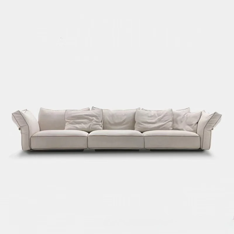 

Italian minimalist villa large flat living room fabric light luxury straight row sofa