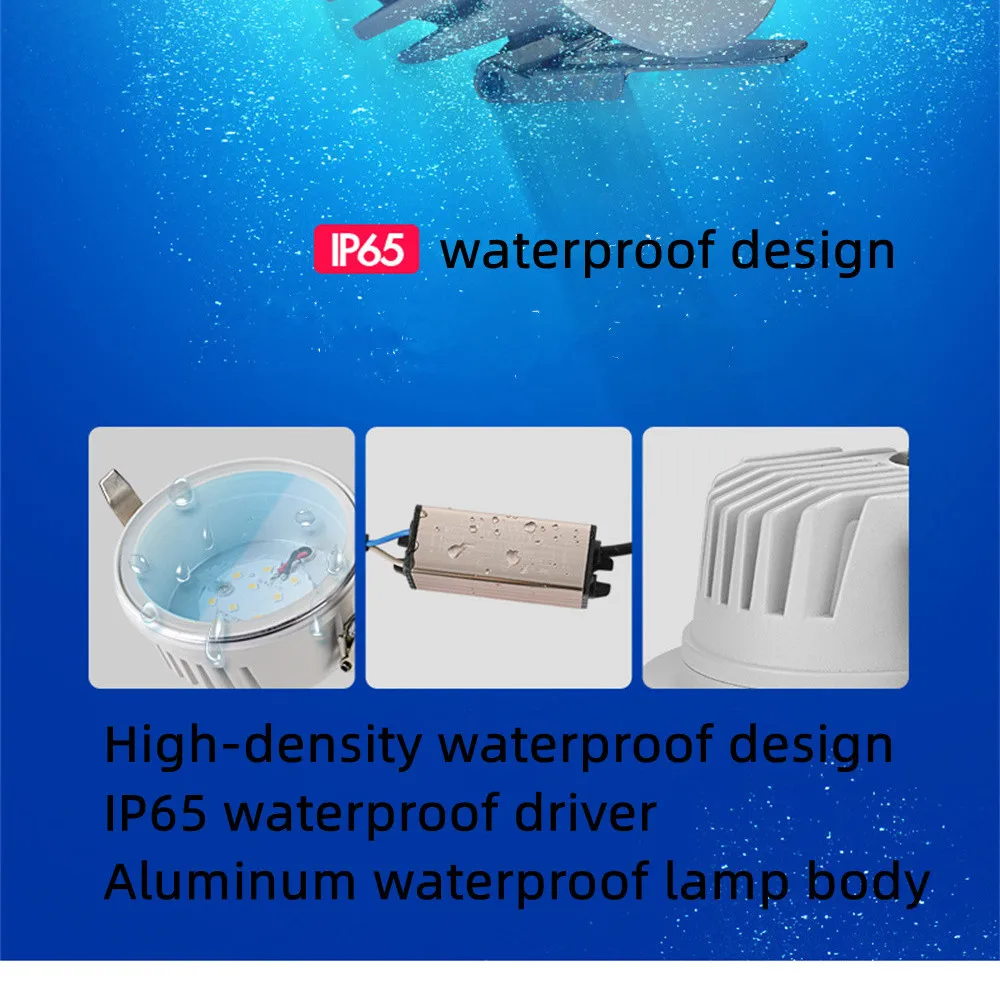 IP65  Waterproof Fire-proof Down light Lamp 7W10W12W 15W Led Ceiling lighting for sauna steam bath kitchen bathroom eaves