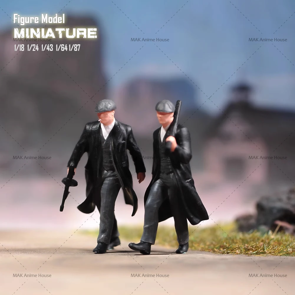 Miniatures 1/87 1/64 1/43 1/24 1/18 Gangster Gun Wielding Man Figure Doll Painted Model Creative Scene Decoration Toys