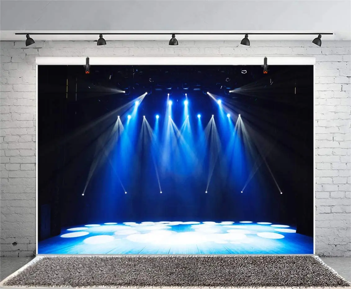 Stage Concert Photography Backdrop Night Show Entertainment Disco Party Club Spotlight Lights Background for Adult Portrait