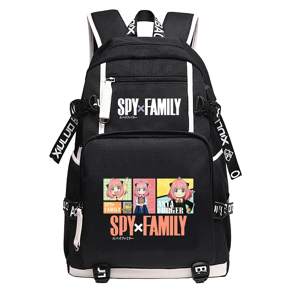 

SPYxFAMILY Oxford Bookbag Cartoon School Bags USB Port Laptop Backpack Women Anime Travel Bagpack Girls Shoulder Daypack