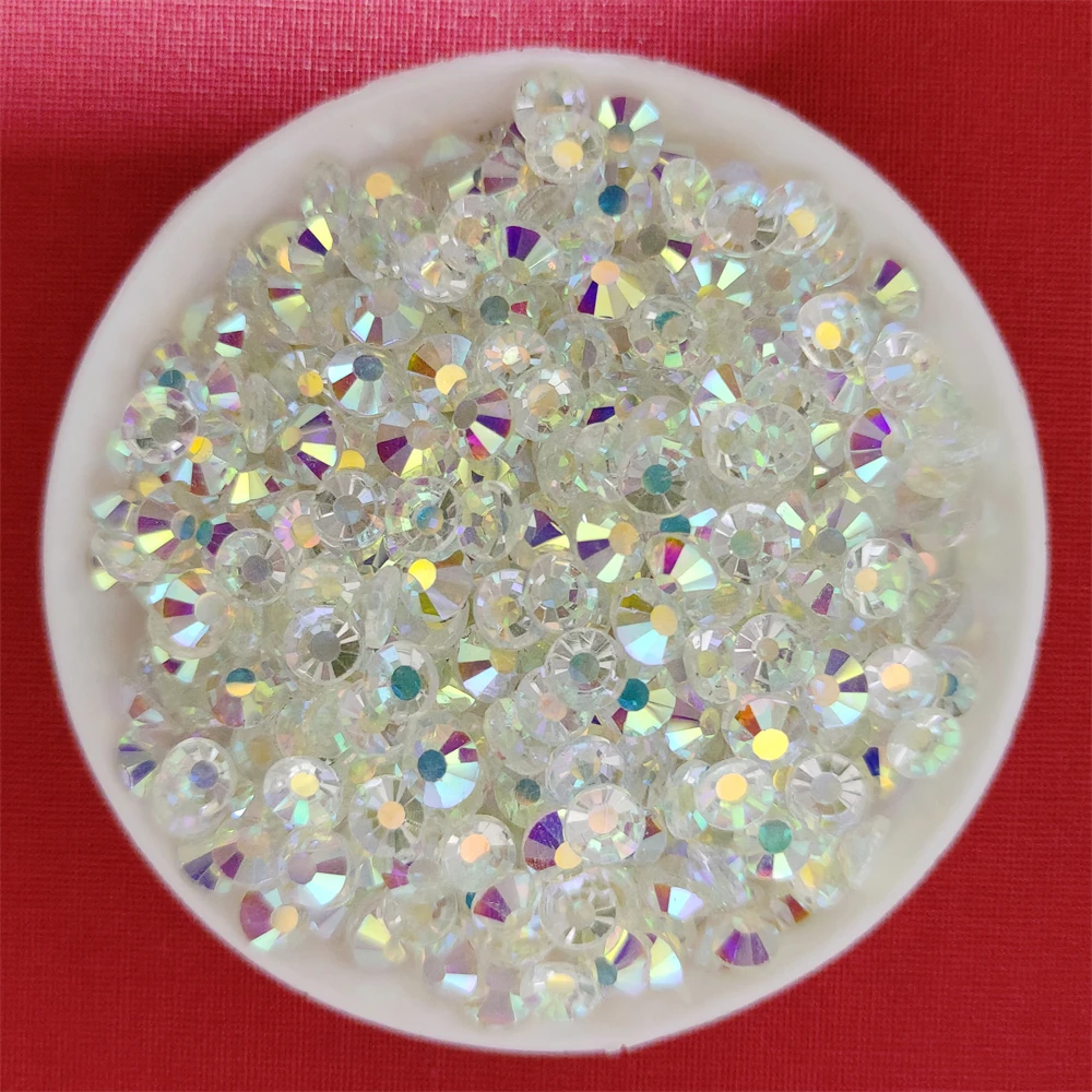 Crystal Clear AB Rhinestones Non HotFix FlatBack Strass glue on Fabric Garment Rhinestone Nail Art Stone Decoration