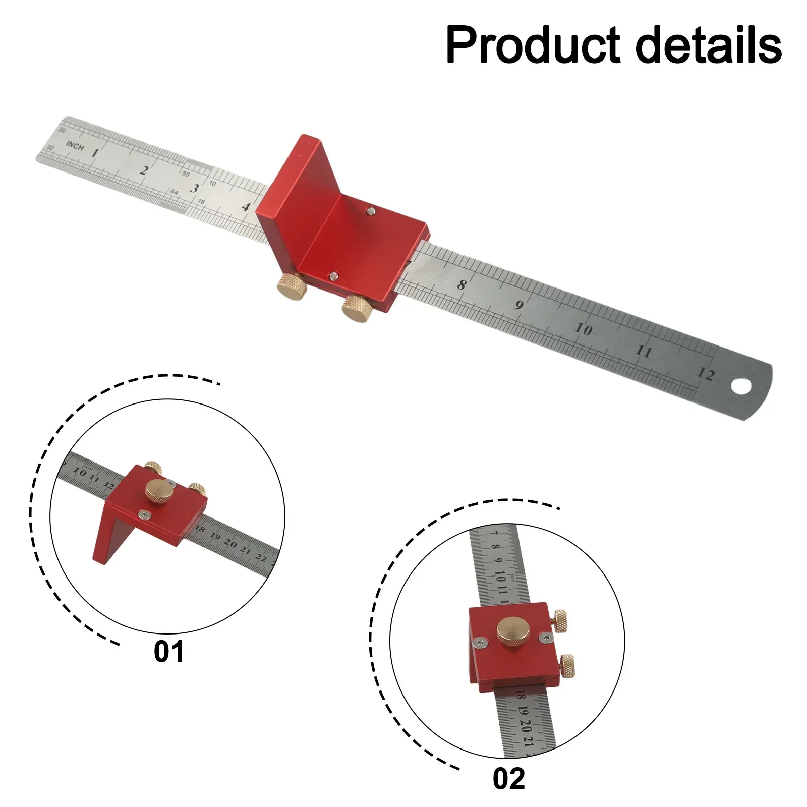 

30cm/12 Inch Scribing Ruler Adjustable 90 Degrees Steel Marking Gauge With Positioning Limit Block Woodworking Measuring Tools