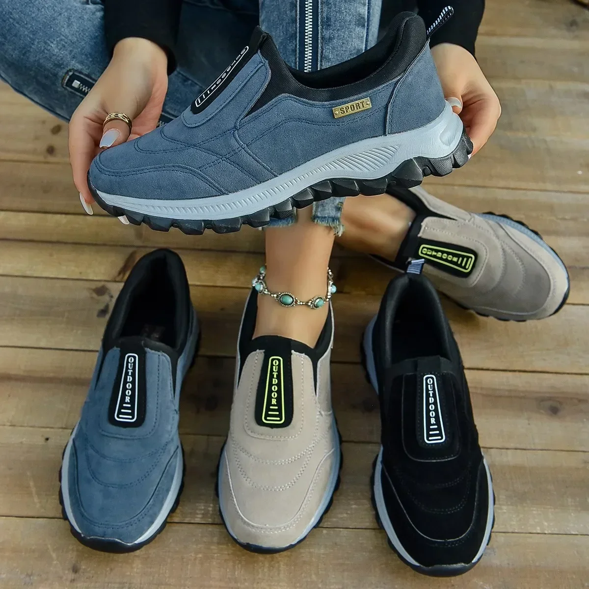 Causale Wandelschoenen Voor Herfstpaar Nieuwe Ondiepe Lichte Slip-On Plateauzolen Voor Heren Buiten Lage Damessneakers