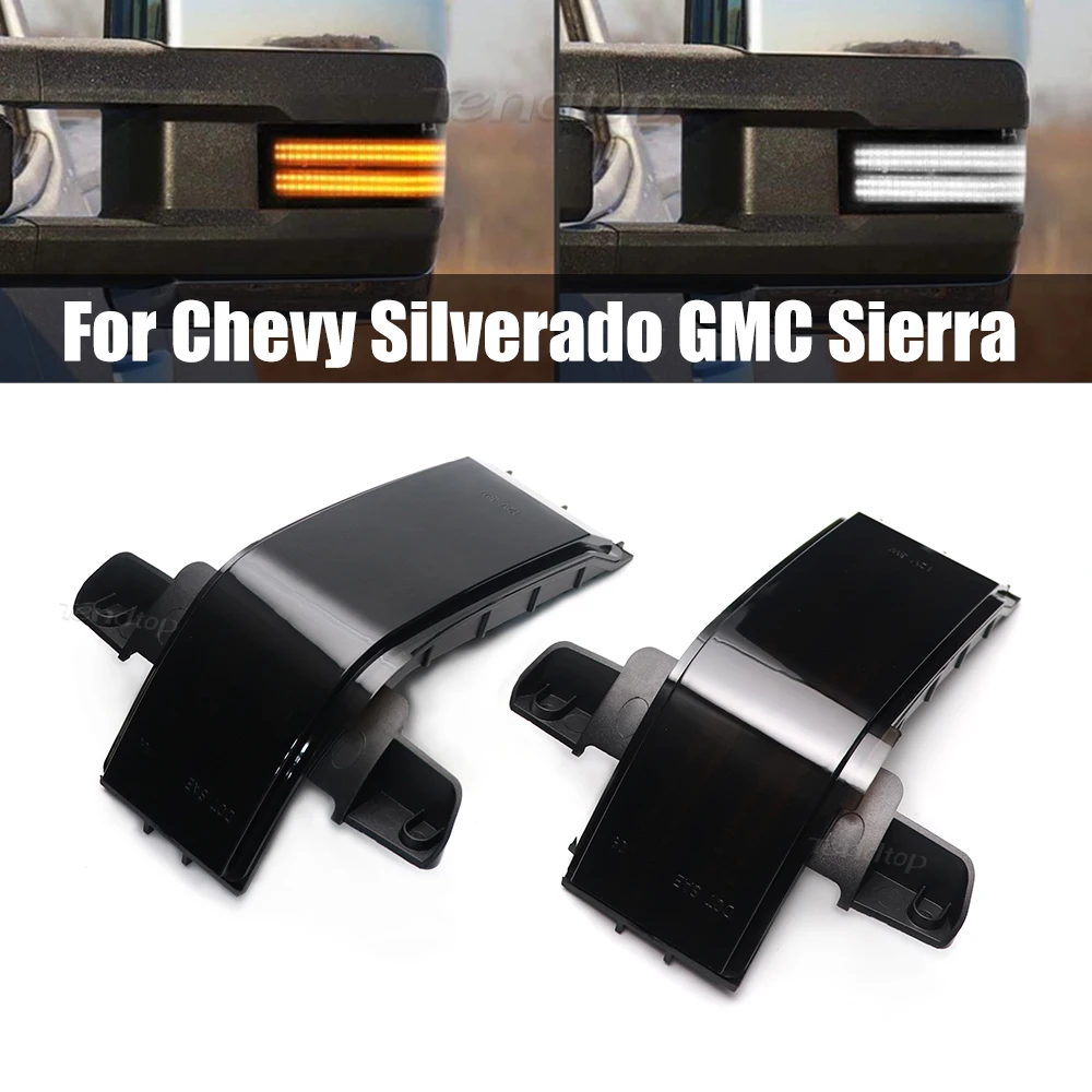 Switchback Amber LED Side Tow Mirror Marker Light Dual-Row Turn Signal Lights For Chevy Silverado GMC Sierra 1500 2500HD 3500HD