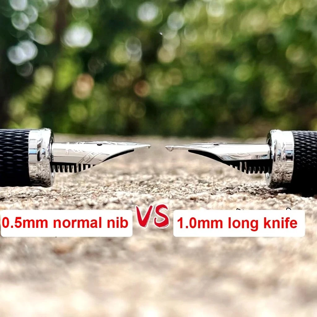 

Cheap Sale Rounded Polished Thick Fountain Pen 2.5mm Plain/Hooded Nib Double-layer Long Blade Nib Two-color School Practice Nib